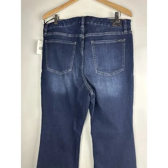 NWT JEN7 Split-Hem Slim Bootcut Jeans Dark Wash Sandblasted Stretch Plus Size 16 - Picture 8 of 14